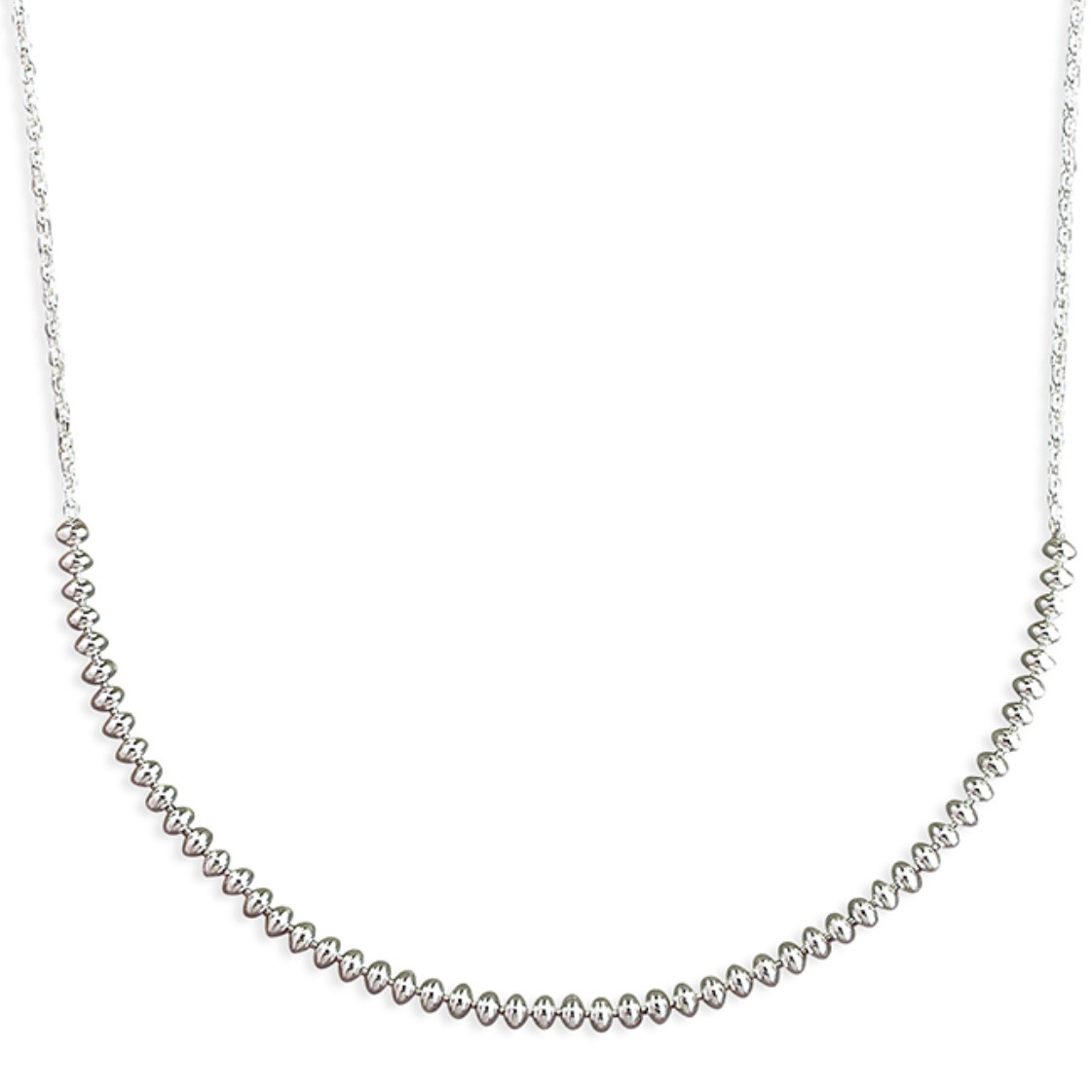 Sterling Silver Oval Bead Chain Necklace 2