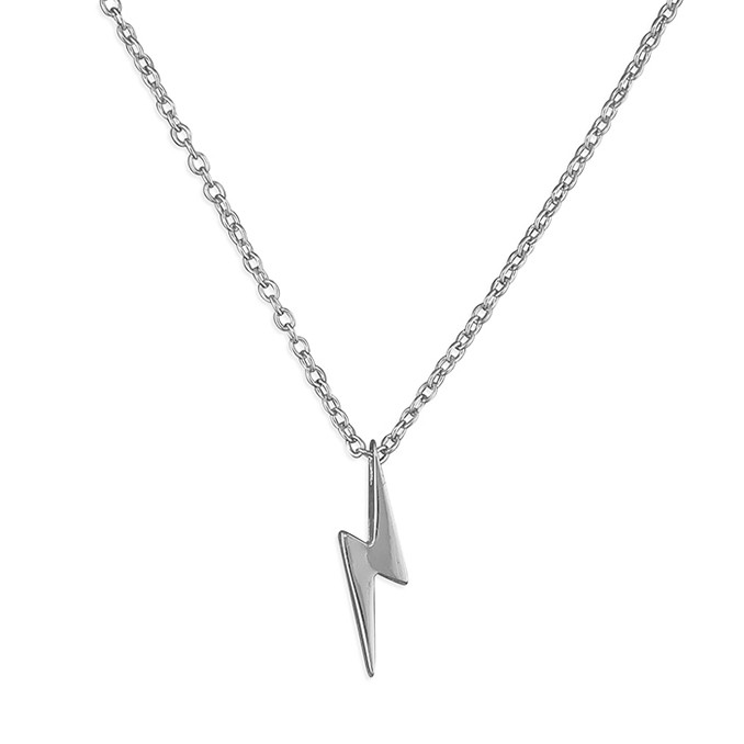 Silver Lightning Bolt Necklace 40-43cm 1