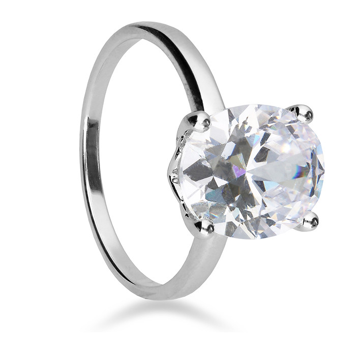 Silver Large Cubic Zirconia Ring 1