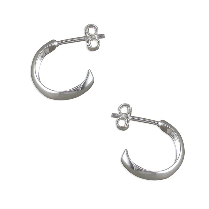 Silver D Shape Band Hoops 2