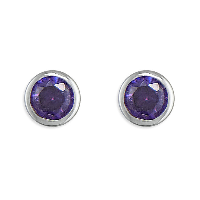 Silver Purple Cubic Zirconia Stud 2