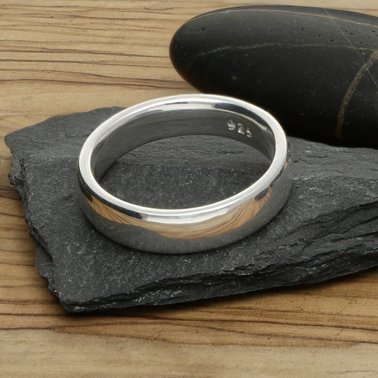 Silver 5mm Court Plain Band Ring 2