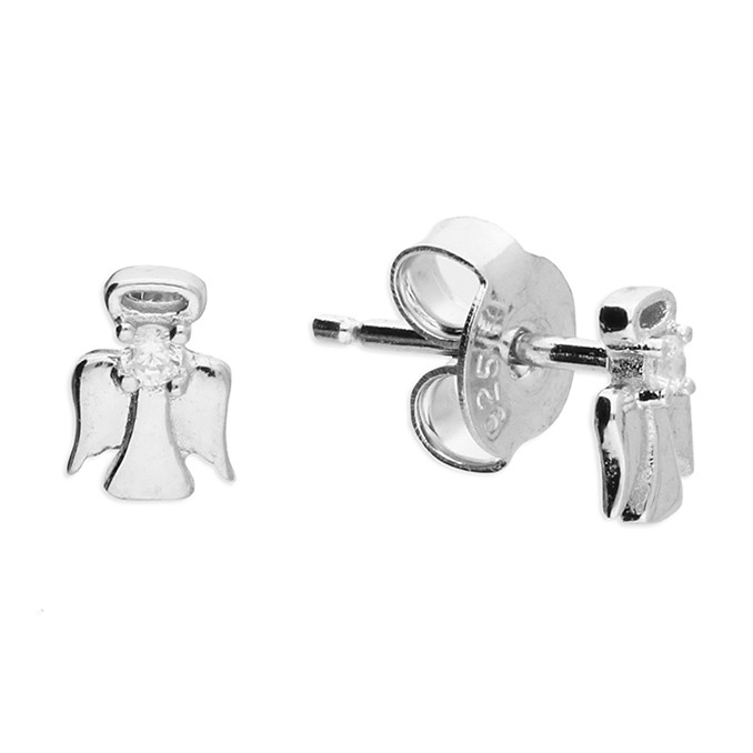 Silver Angel Stud Set With Cubic Zirconia 1