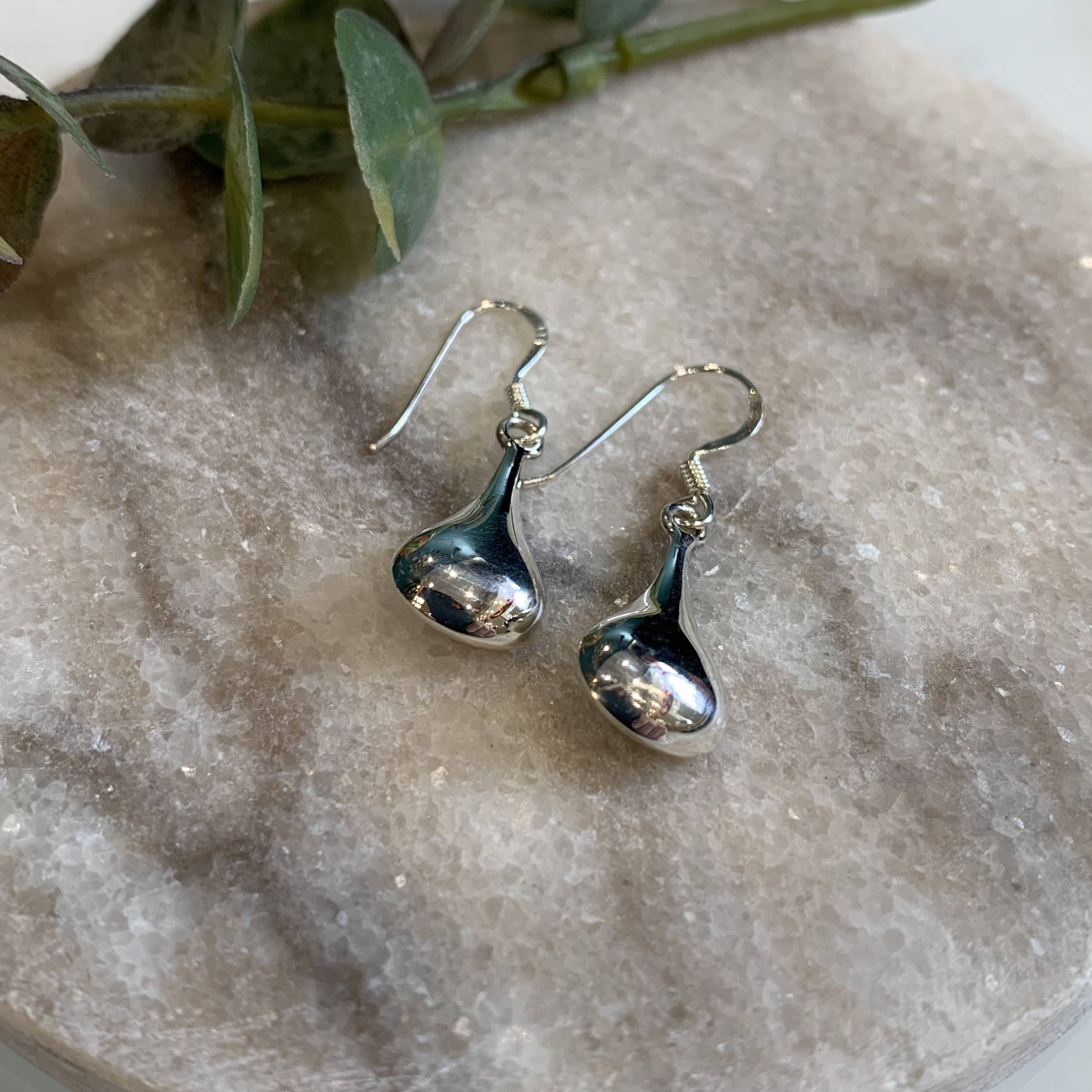 Sterling Silver Blob Drop Earrings