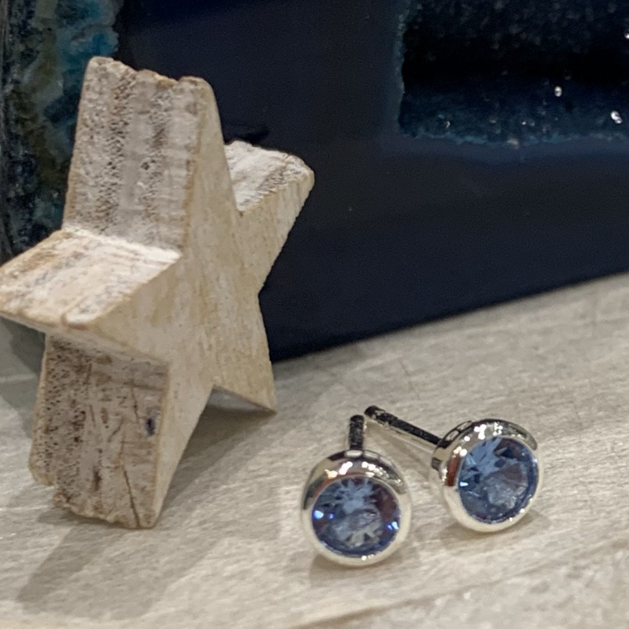 Silver Blue Cubic Zirconia Stud 2