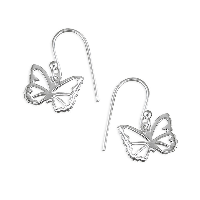 Silver Butterfly Cut Out drop Earrings 1