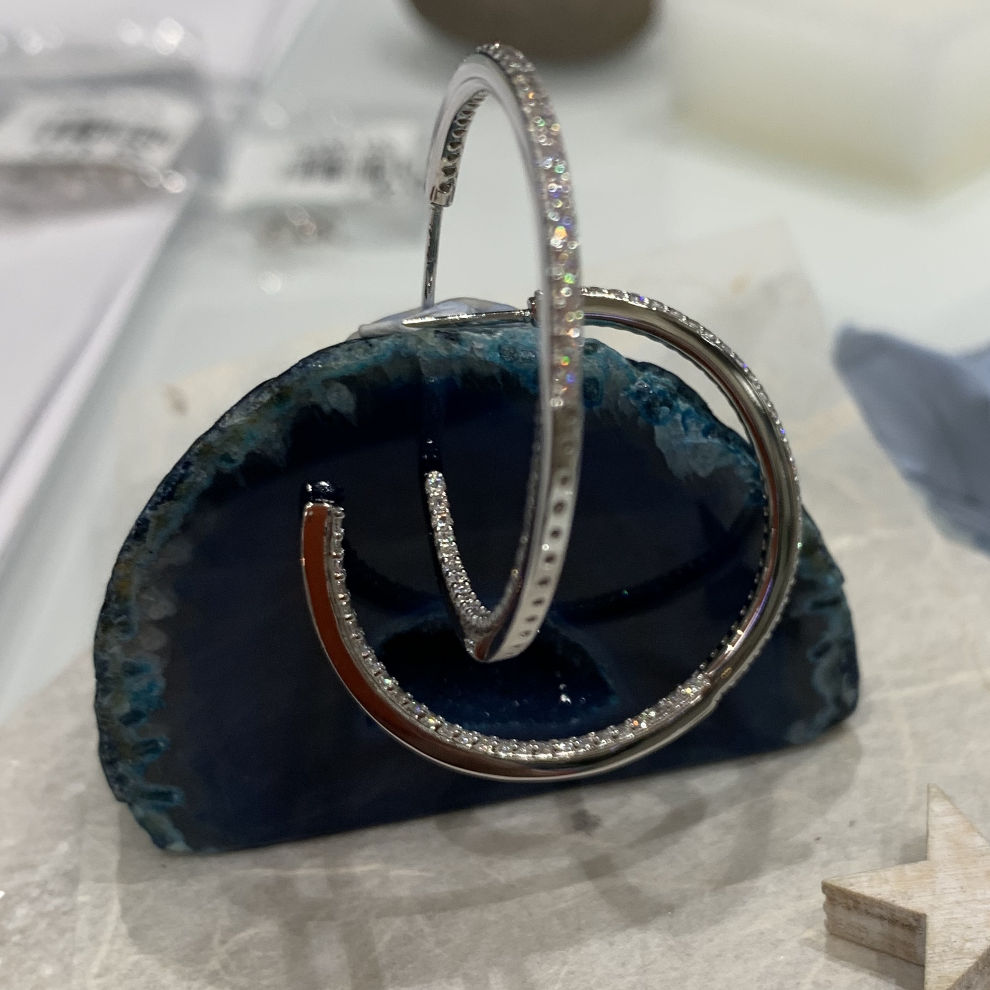 Silver Cubic Zirconia Inside and Outside Hoop 2