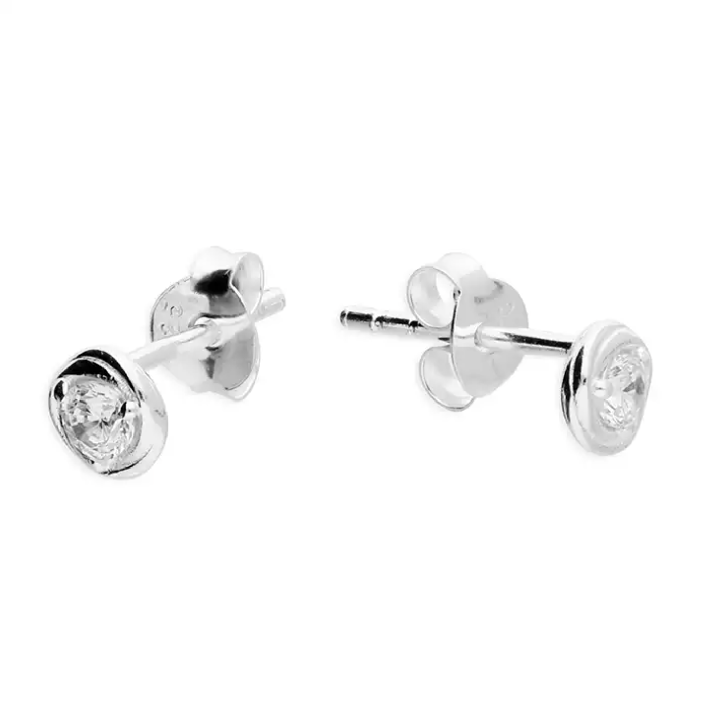 Silver Cubic Zirconia Stud in Twist Setting 1