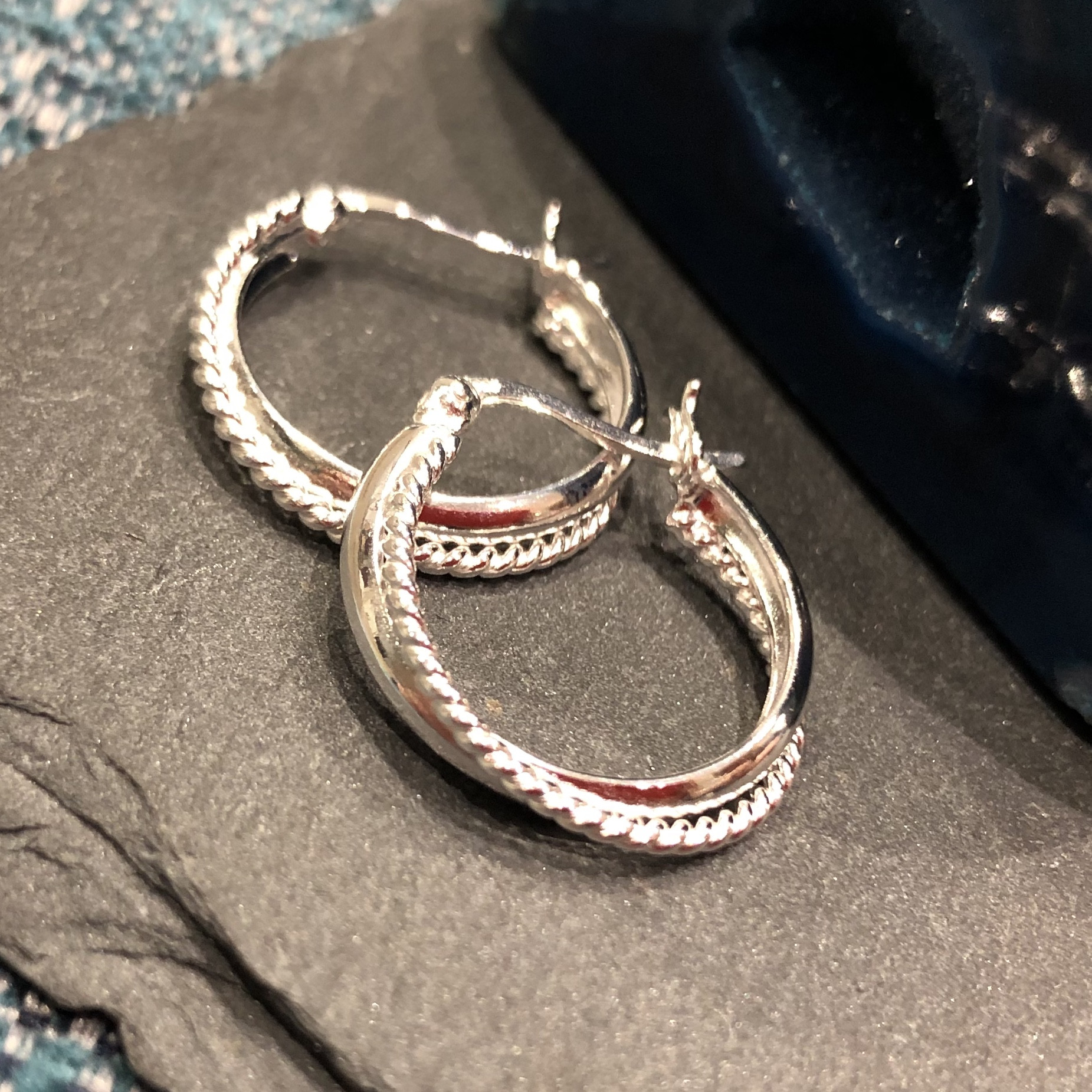 Silver Double Detail Hoops 2