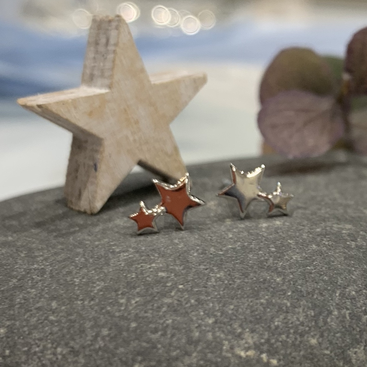 Silver Double Star Stud 2