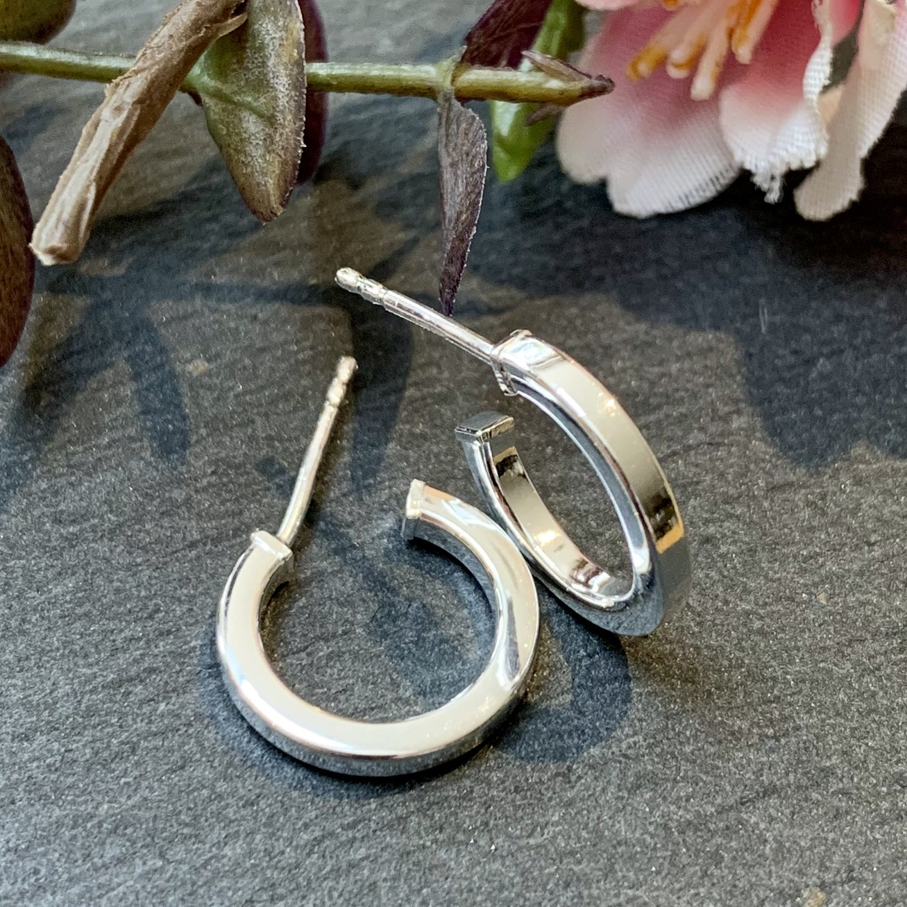 Silver Flat Edge Hoop 2