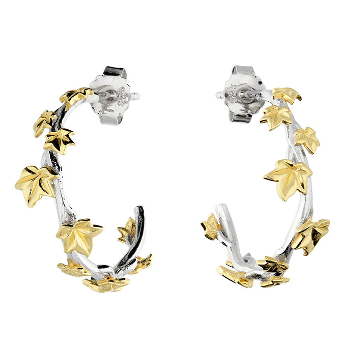 Silver Gold Hoops With Scattered Leaves 1