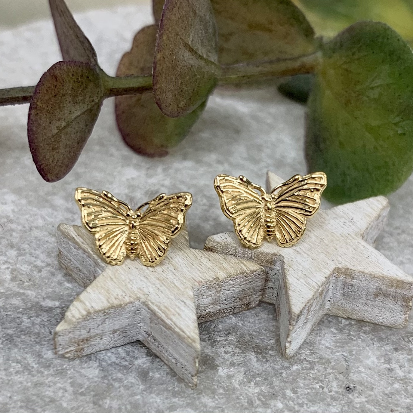 Silver Gold Plated Butterfly Stud 2