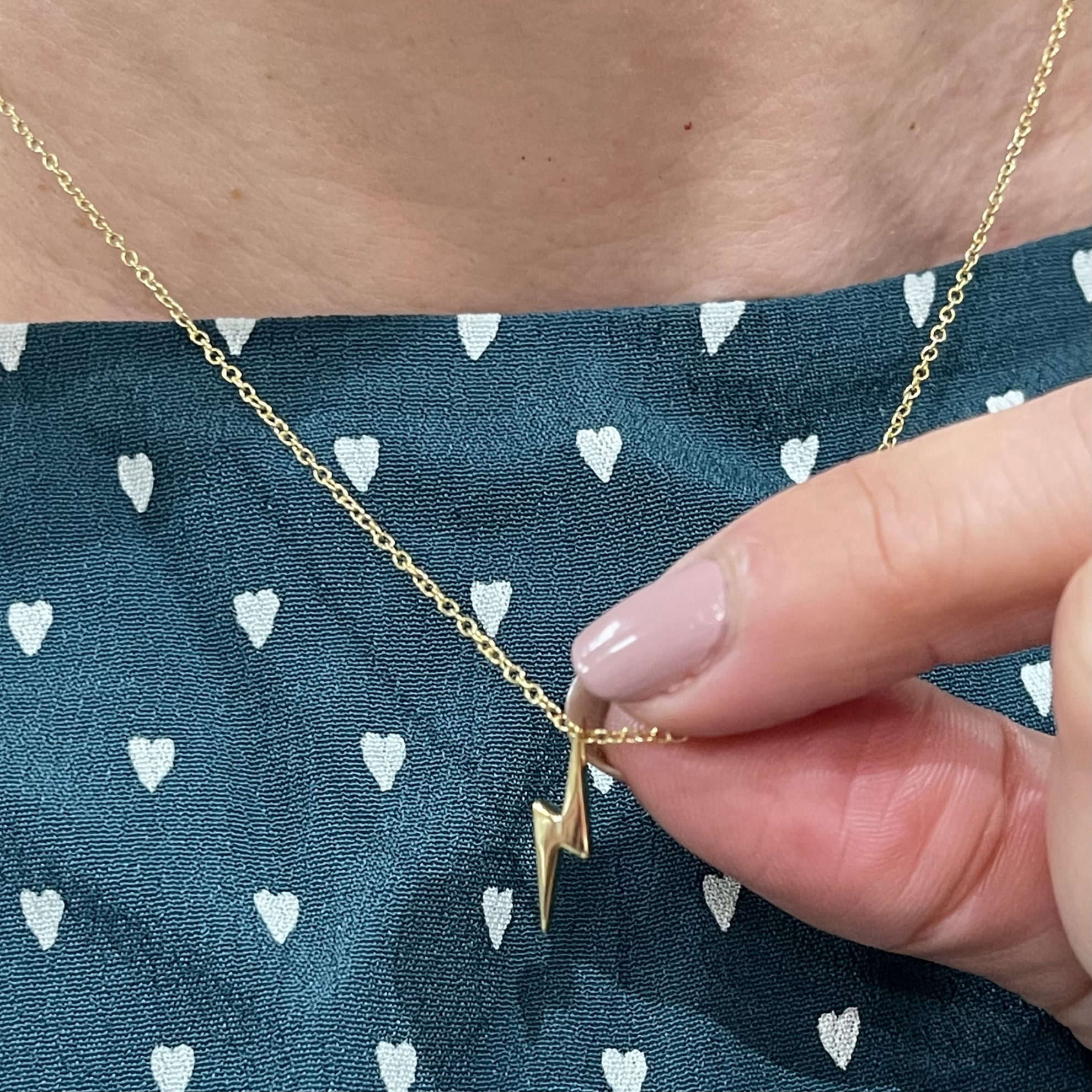 Silver Gold lightning Bolt Necklace 40-43cm 2