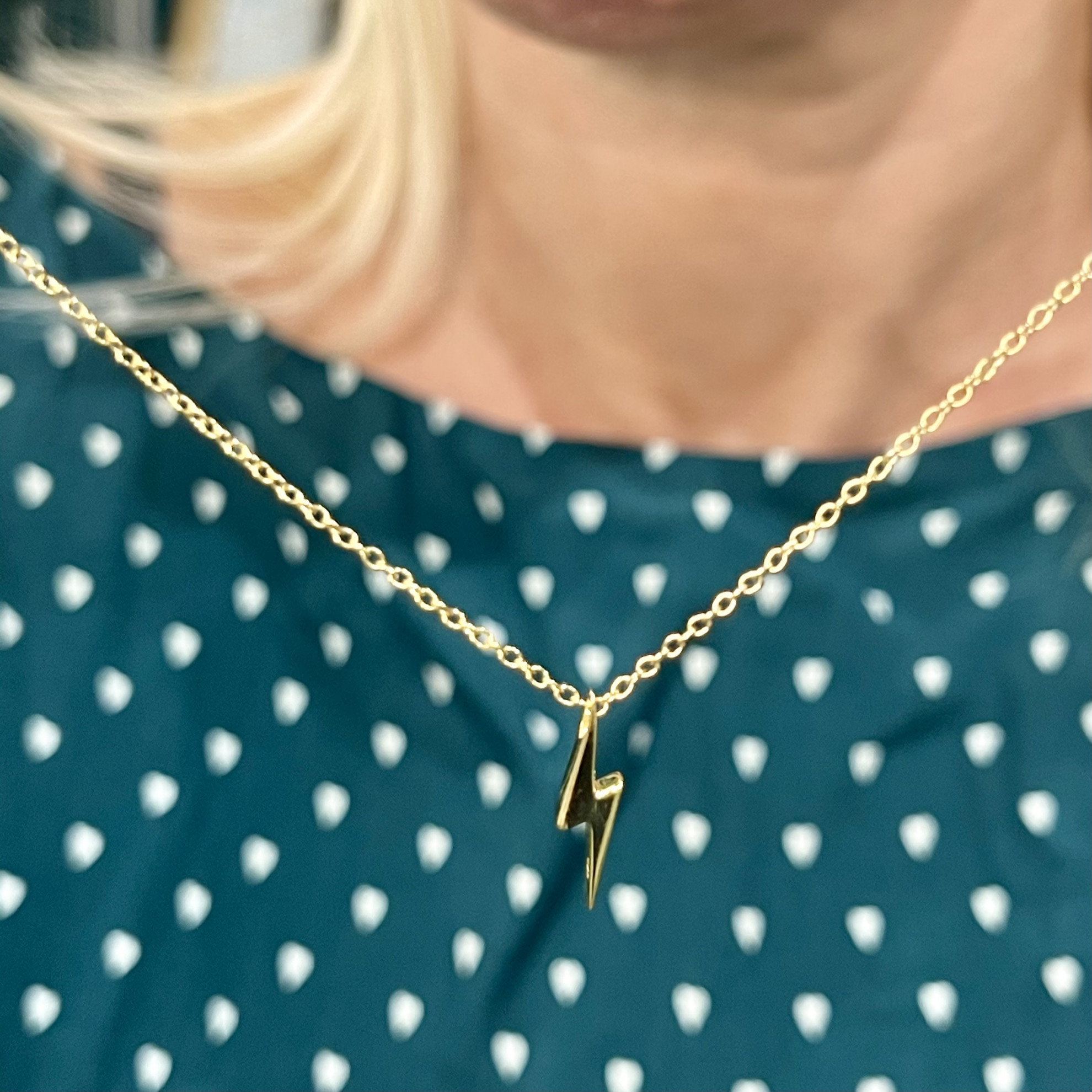 Silver Gold lightning Bolt Necklace 40-43cm 3