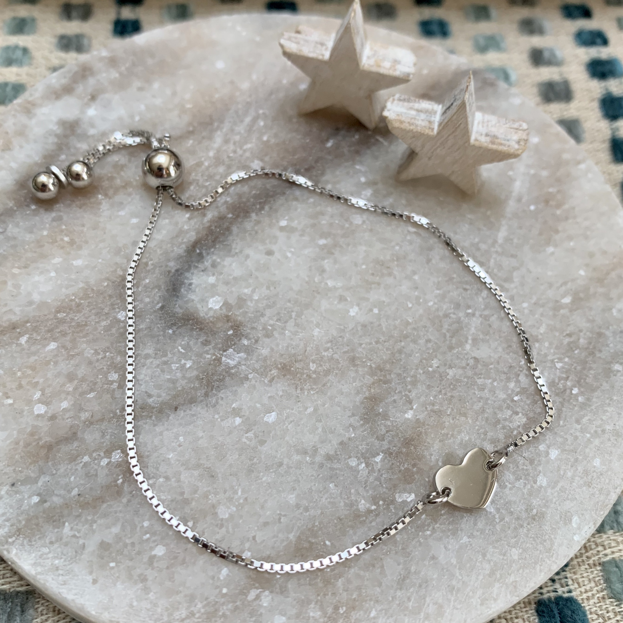 Silver Small Plain Heart Slider bracelet 2