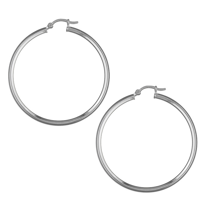 Silver Large Angled Hinged Hoops 1