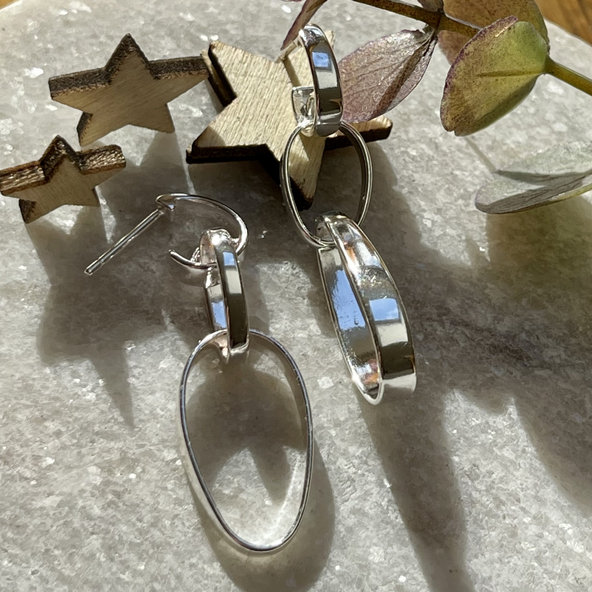 Silver Large Triple Oval Drop 2