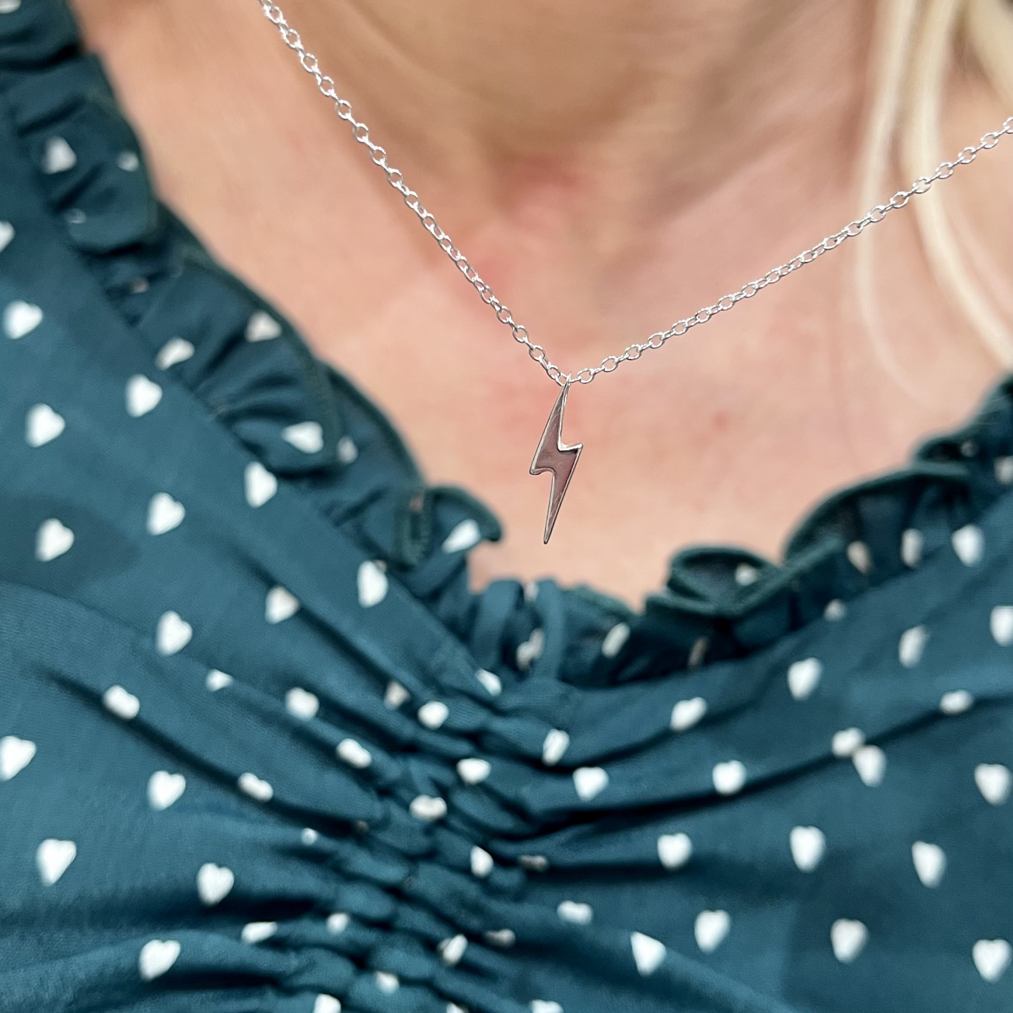 Silver Lightning Bolt Necklace 40-43cm 2