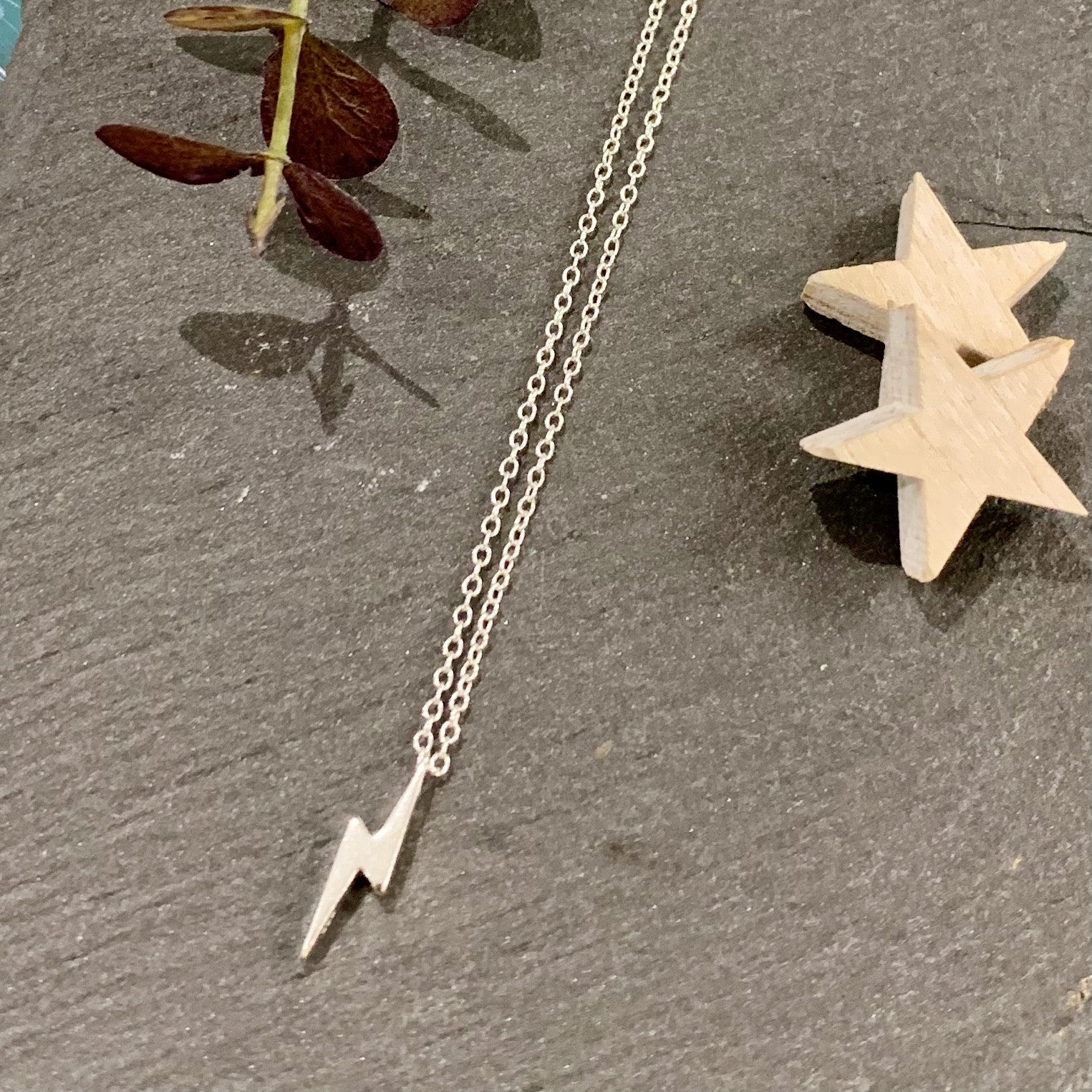 Silver Lightning Bolt Necklace 40-43cm 3