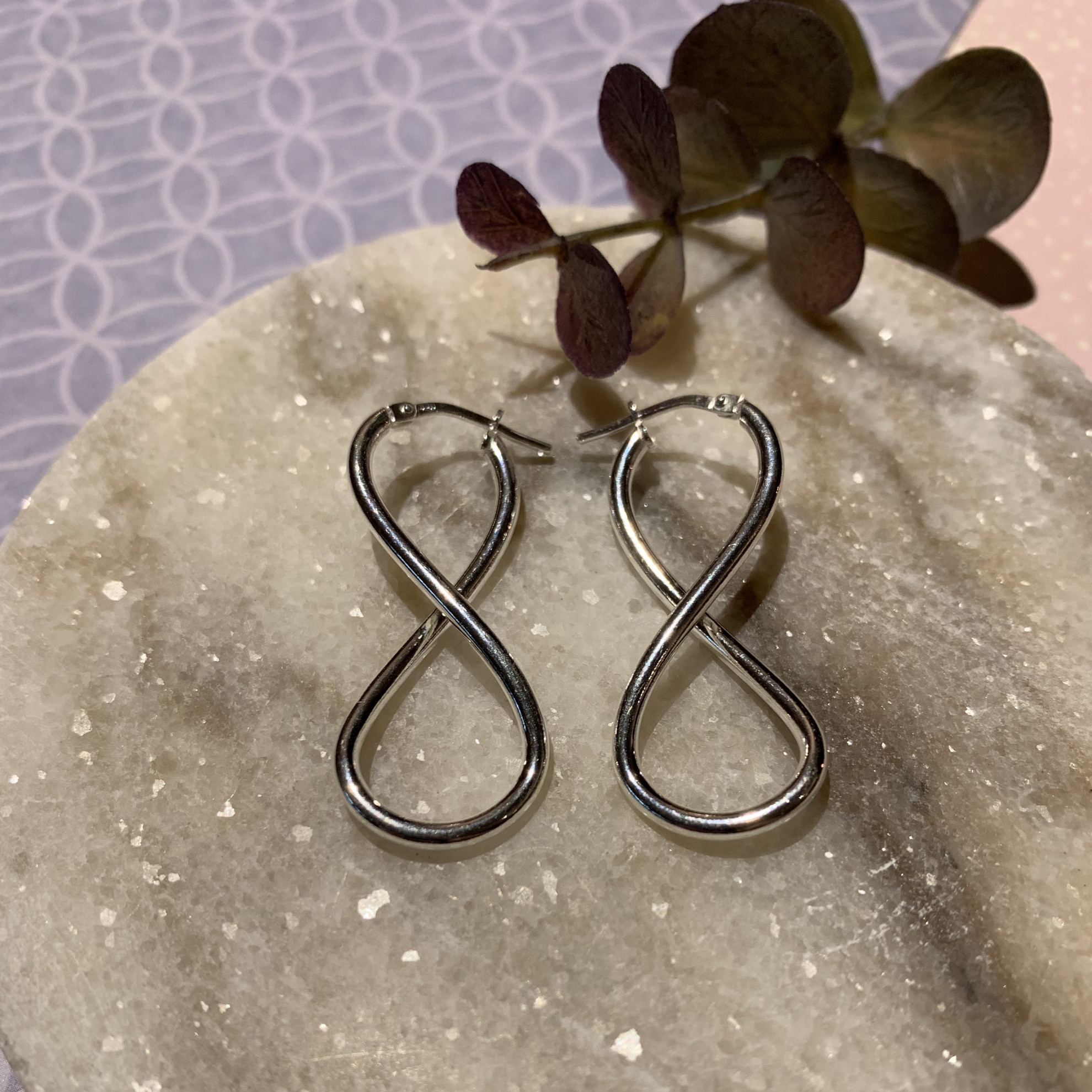 Silver Medium Infinity Symbol Loop Hoops 2