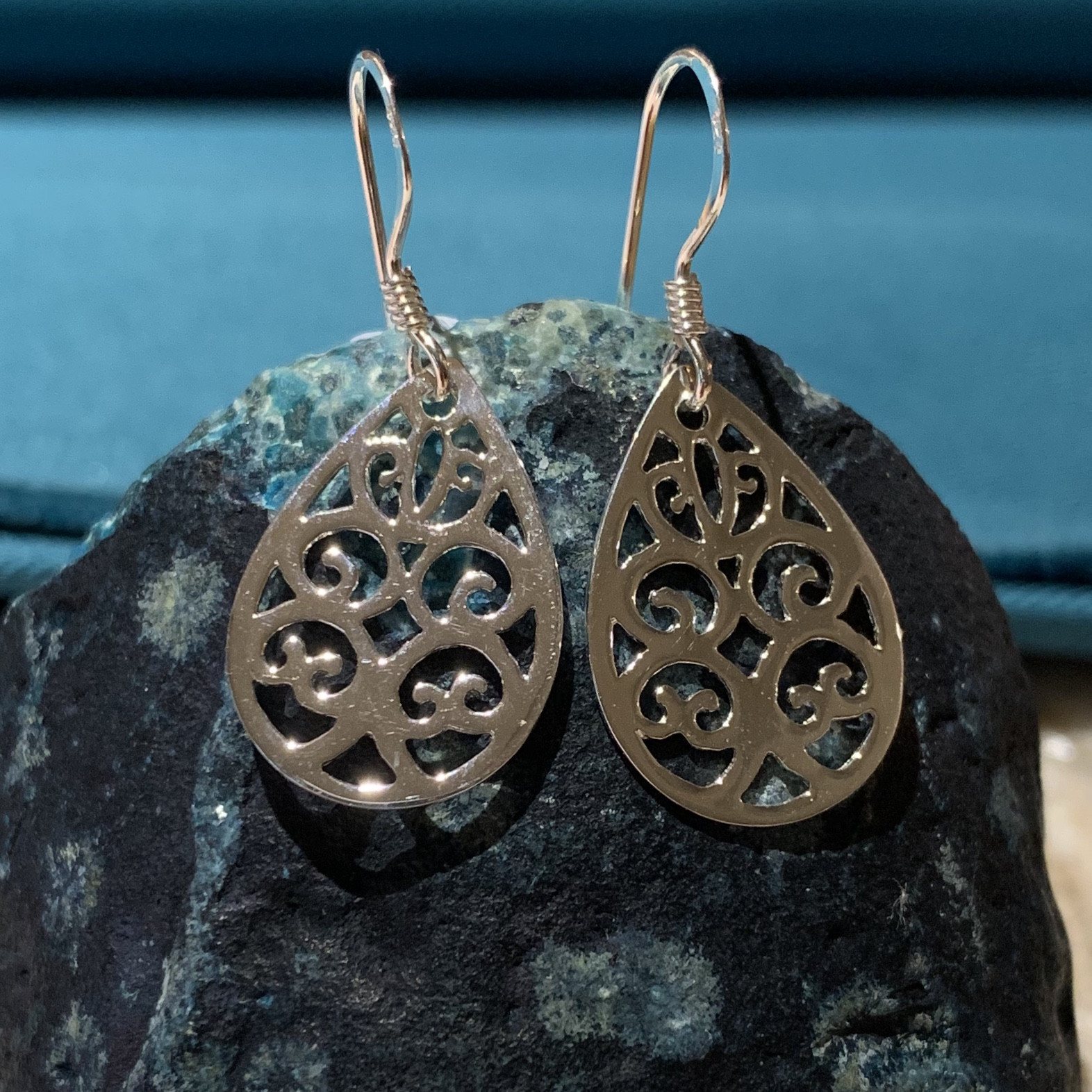 Silver Ornate Hook In Drop Earrings 2