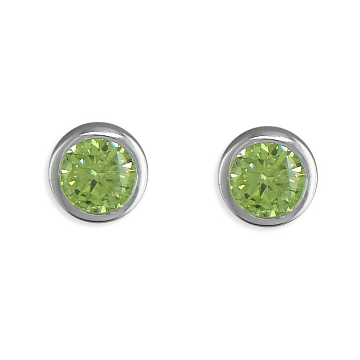 Silver Peridot Cubic Zirconia Stud 1
