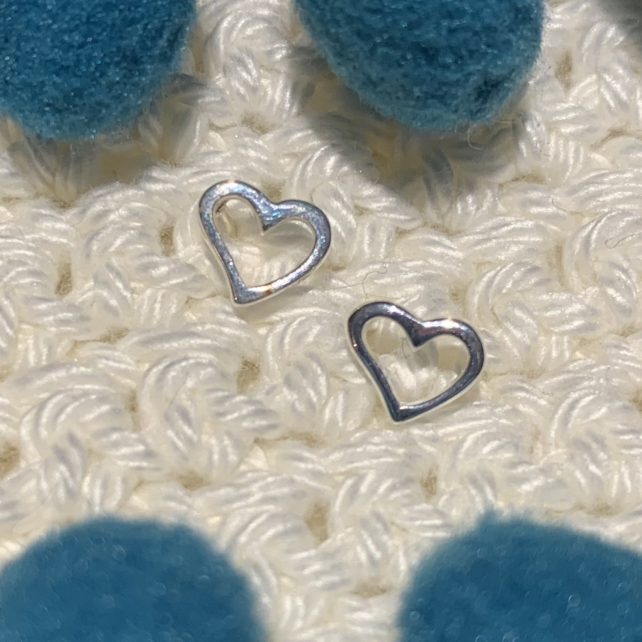Silver Petite Open Heart Stud 2
