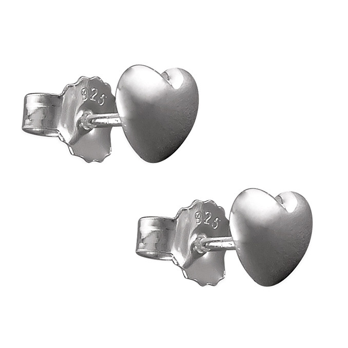 Silver Puffed Heart Stud 2