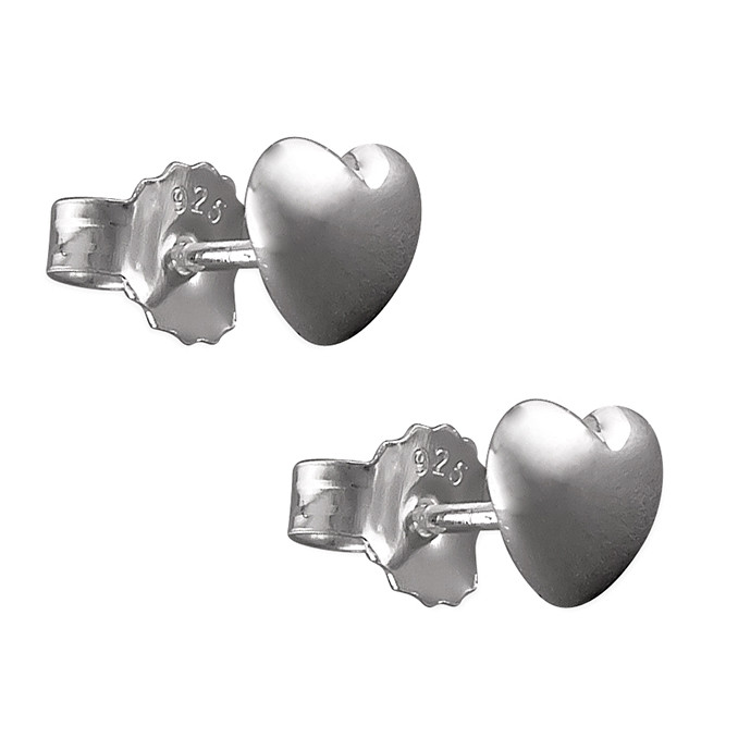 Silver Puffed Heart Stud