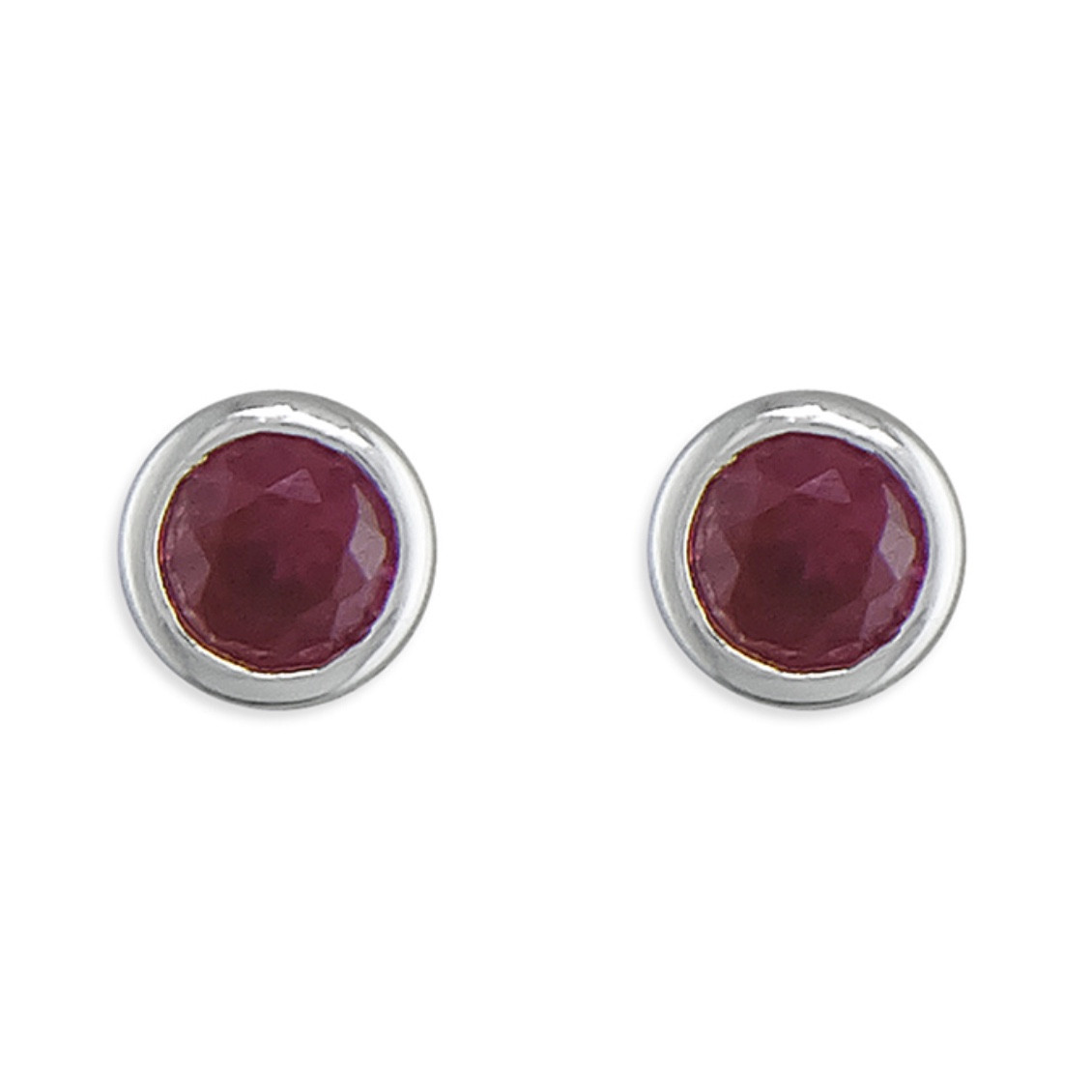 Silver Red Cubic Zirconia Rubover Studs 1
