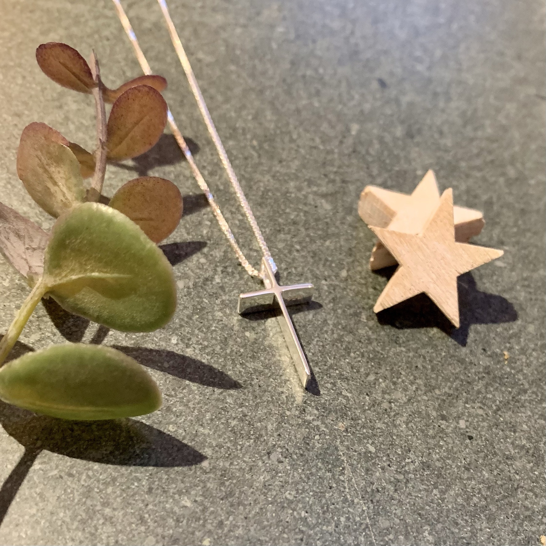 Silver Thin Cross on a 41cm Box Chain 2