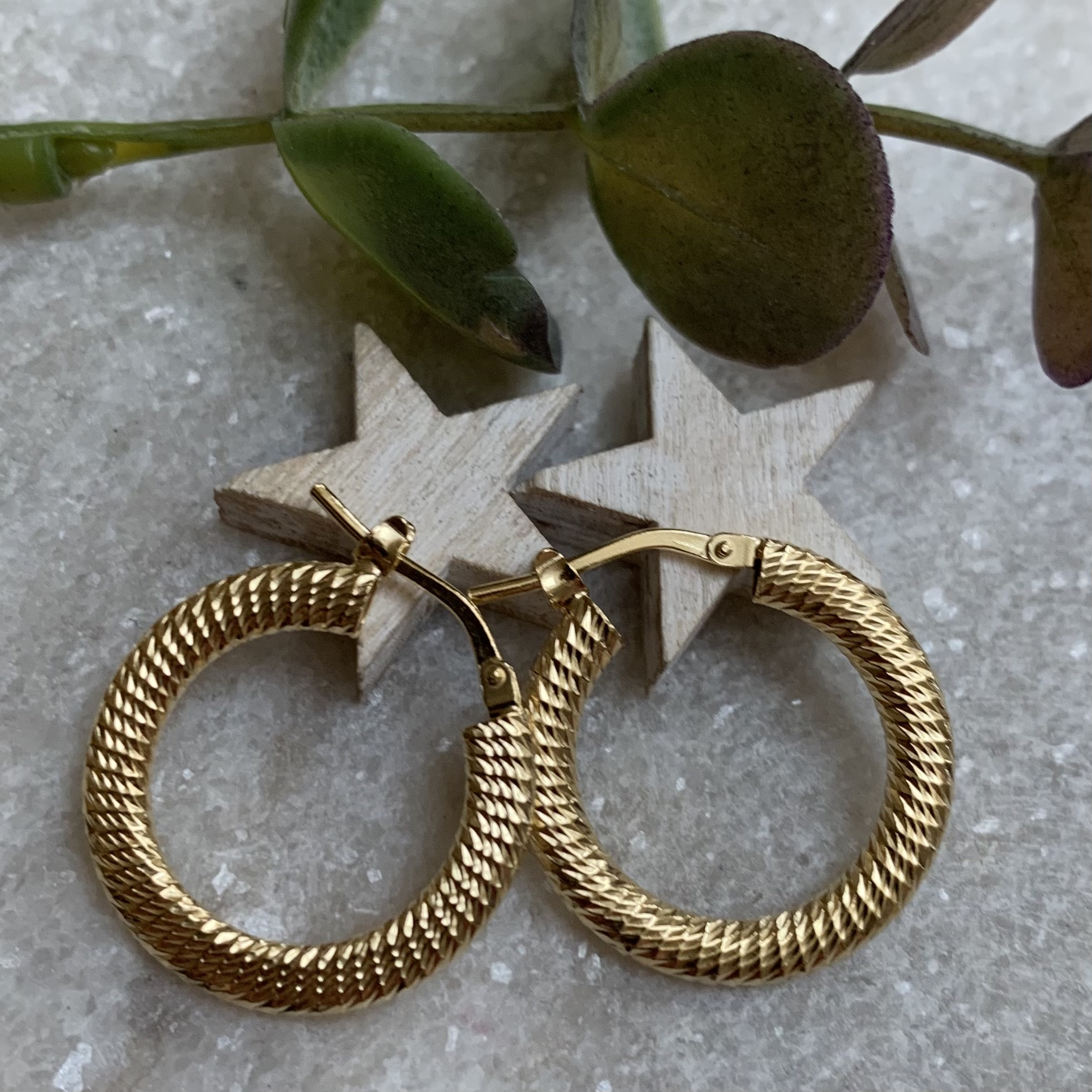 Silver Yellow Gold Plated Diamond Cut Hinged Hoop 2