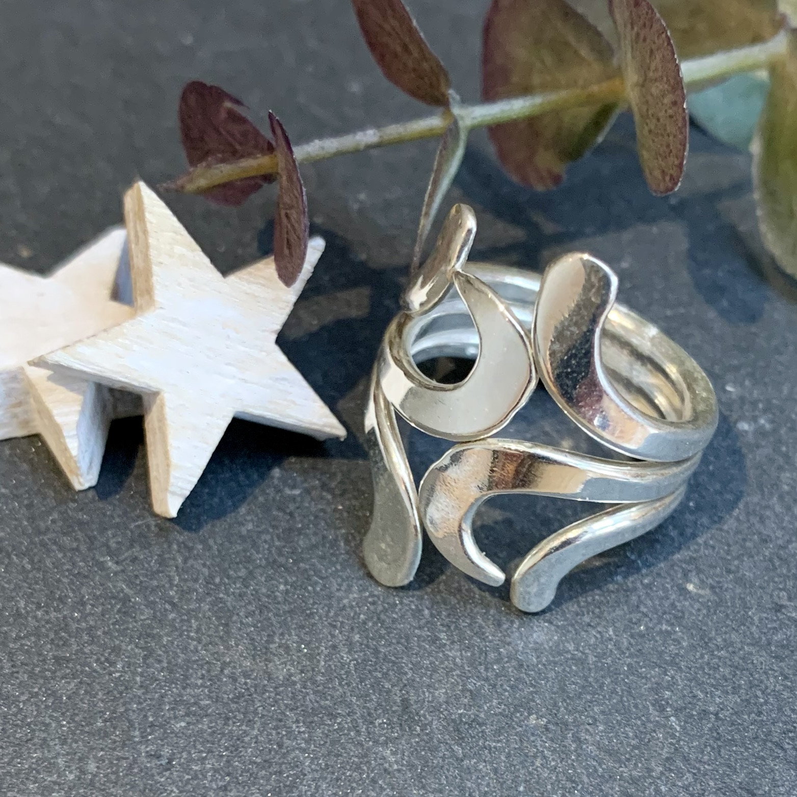 Silver Abstract Dress Ring 2