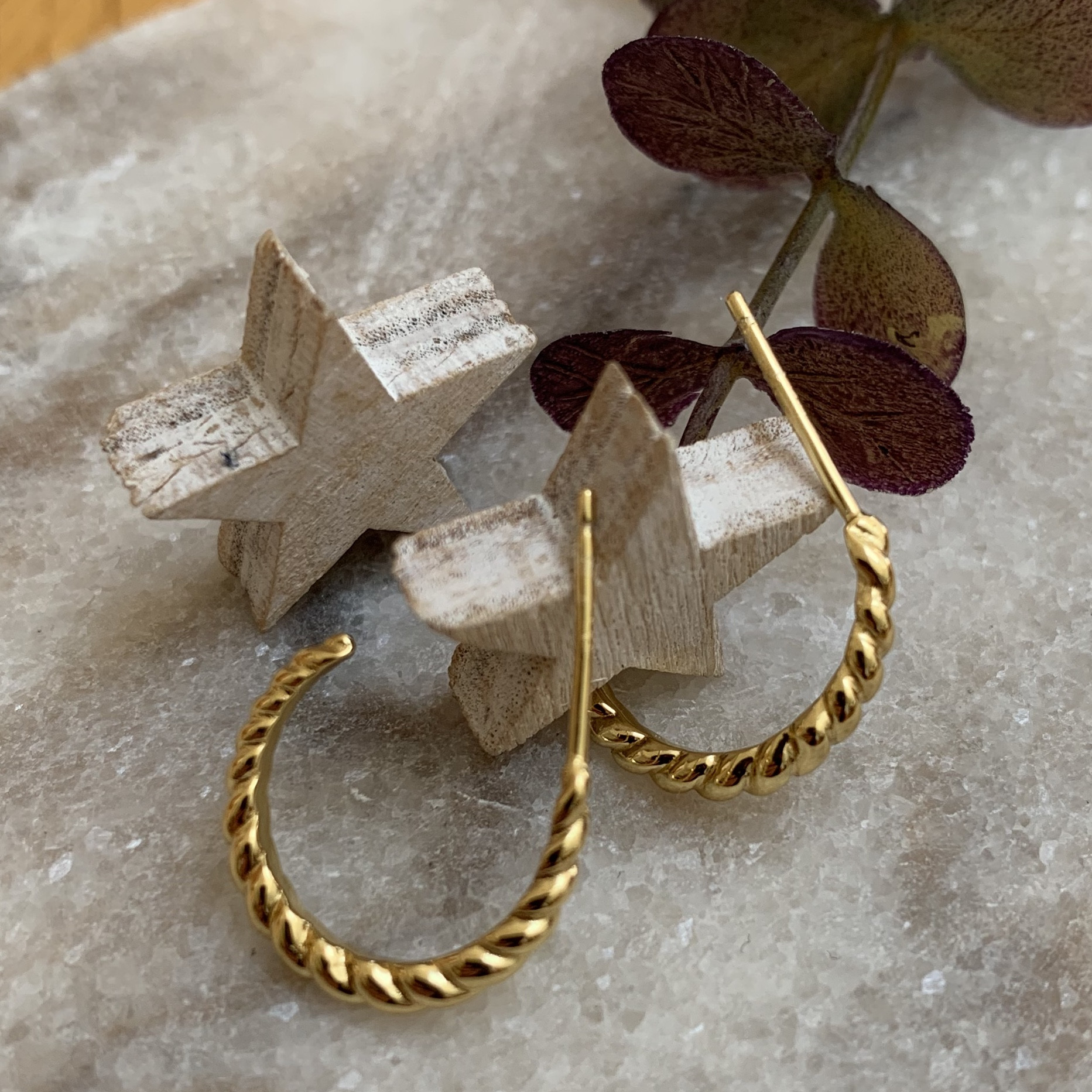 Silver gold plated twisted hoop 2