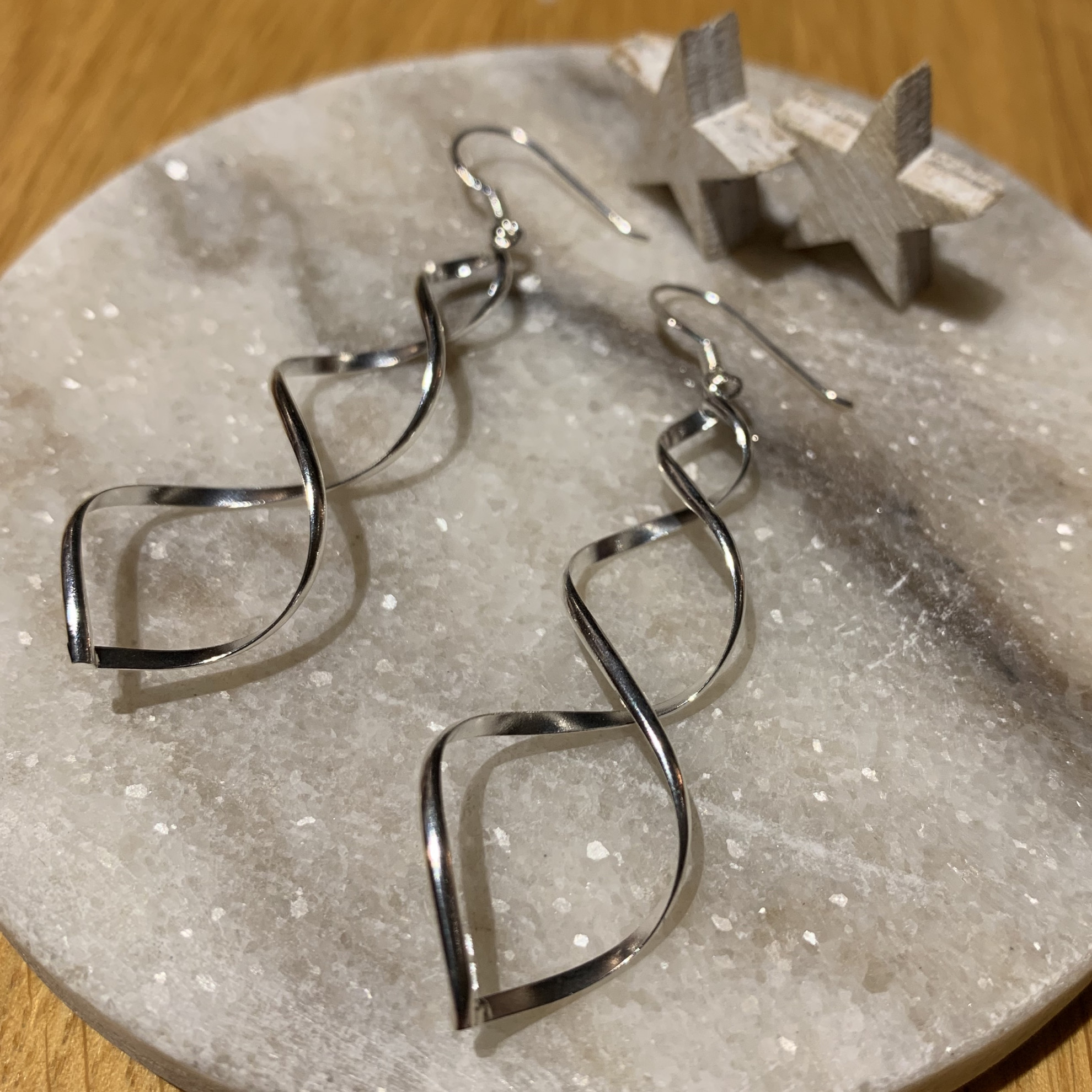 Silver twist drop earrings 2