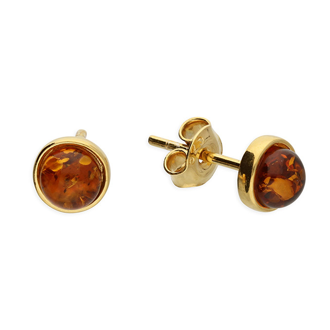 Silver gold Amber stud 1