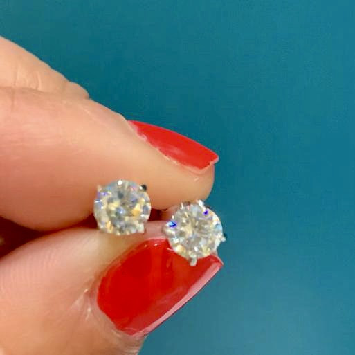 Sparkly Sterling Silver Cubic Zirconia Studs 2