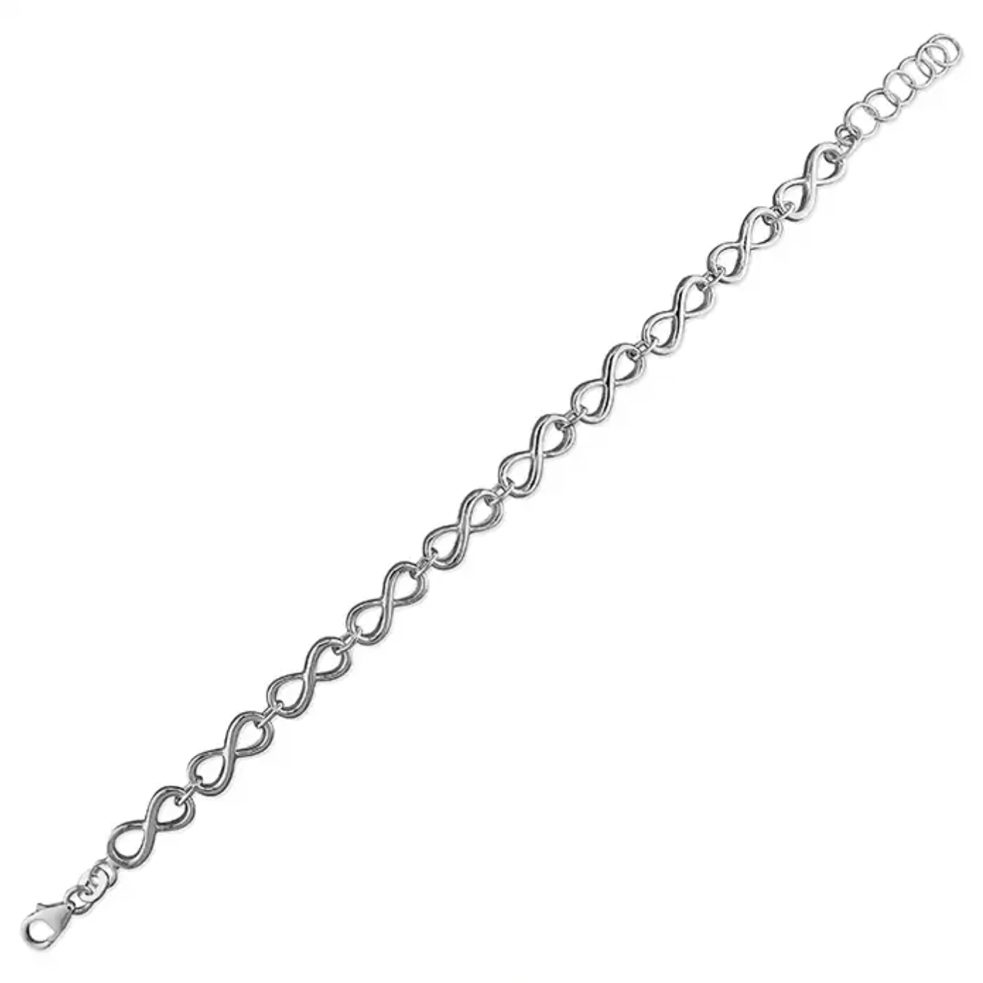 Sterling Silver 19cm Plain Infinity Link Bracelet