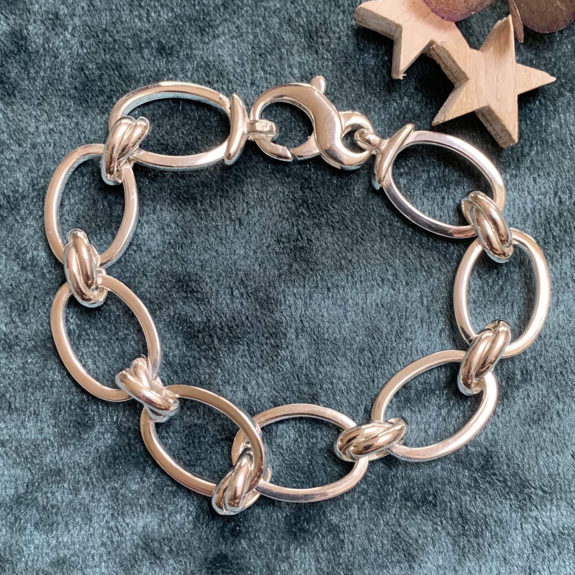 Sterling Silver 21cm Oval and Double Link Bracelet. 2