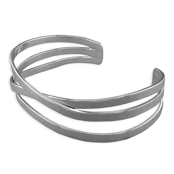 Sterling Silver 3-Strip Open Plait Bangle 1