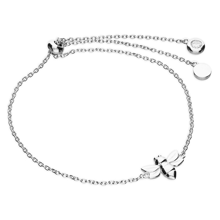 Silver Baby Bee Slider with Cubic Zirconia Charm bracelet 1