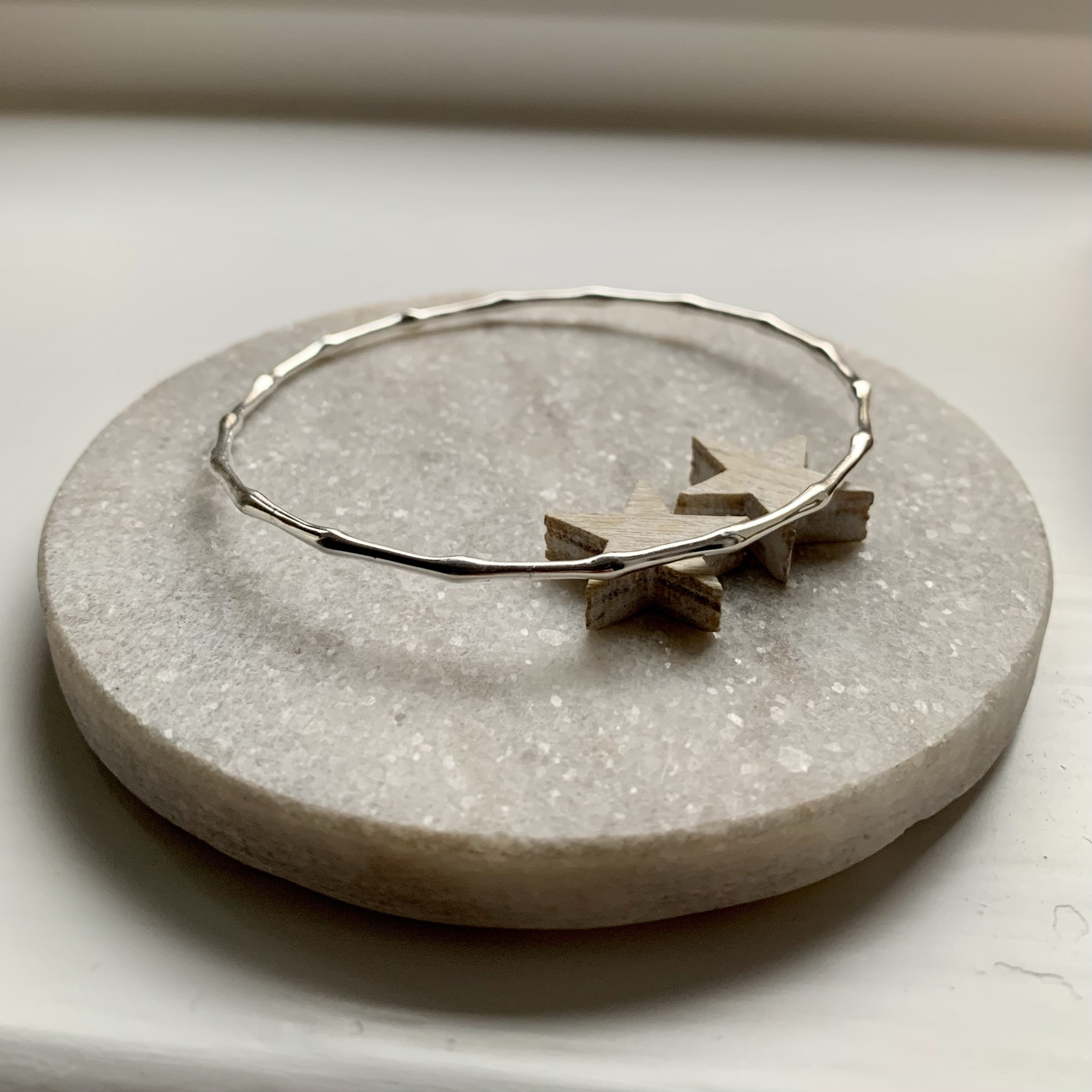 Sterling Silver Bamboo Slave Bangle 2