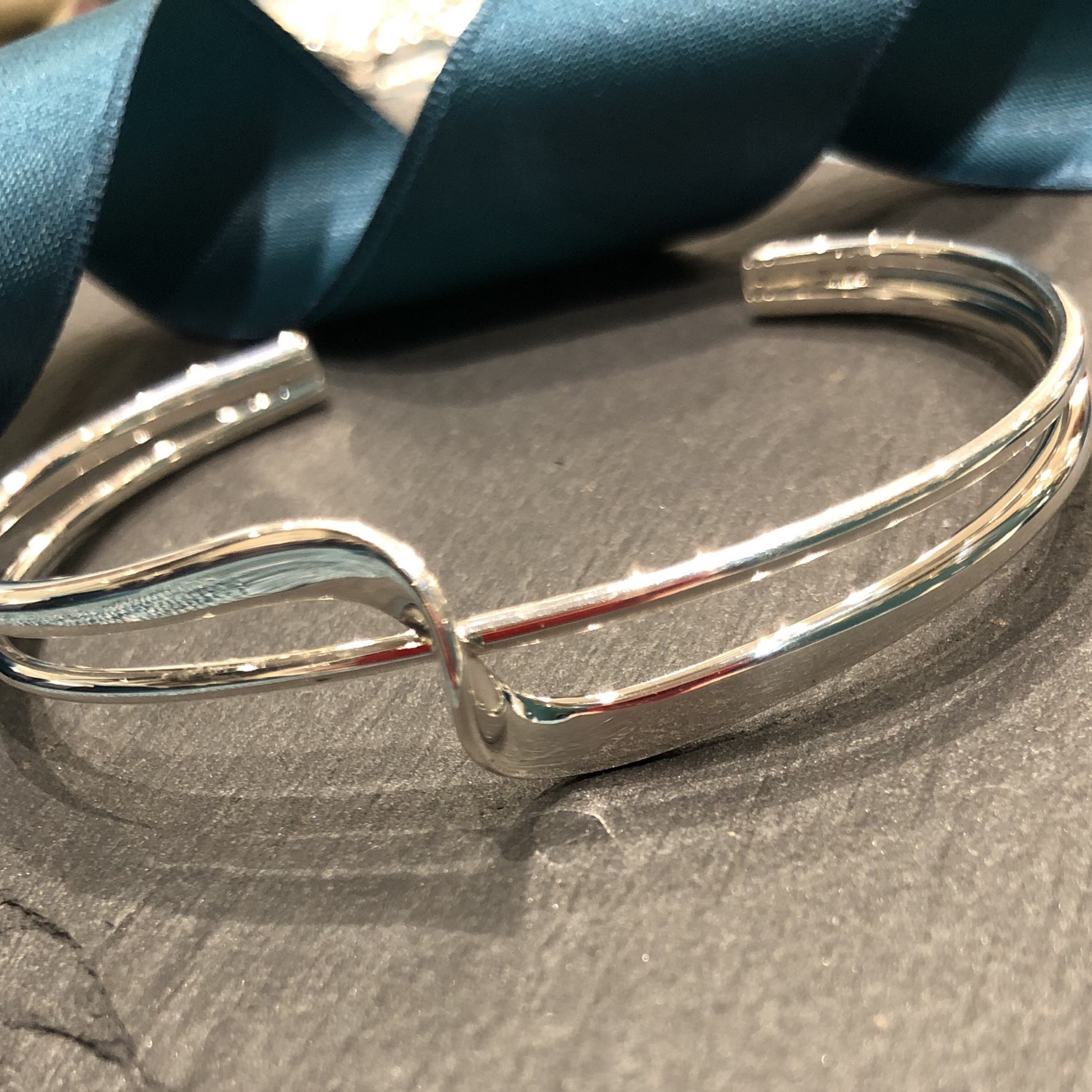 Sterling Silver Crossover Wave Torque 2