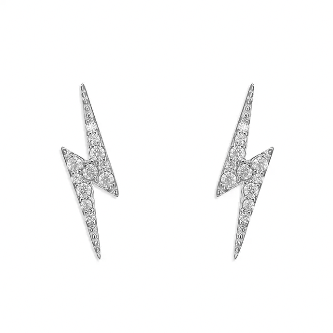 Sterling Silver  Cubic Zirconia Lightning Bolt Stud
