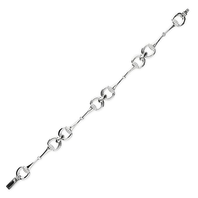 Sterling Silver Cubic Zirconia Snaffle Bracelet 1