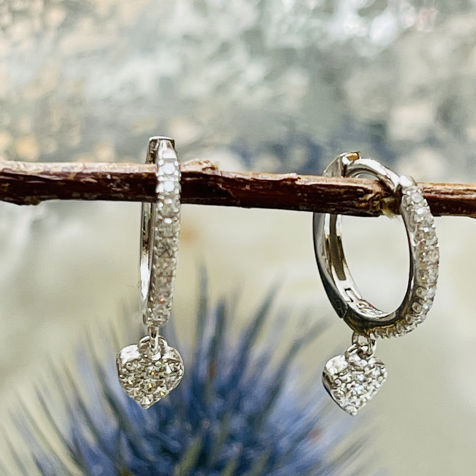 Sterling silver hoop earrings with charm clearance