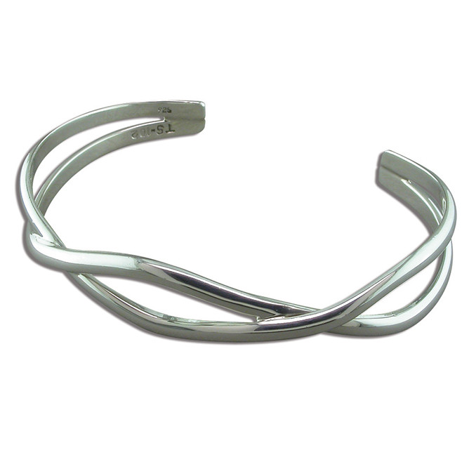 Sterling Silver Interwoven Curves Torque Bangle 1