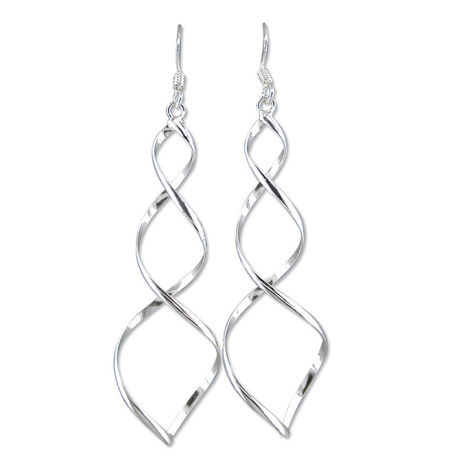 Silver twist drop earrings 1