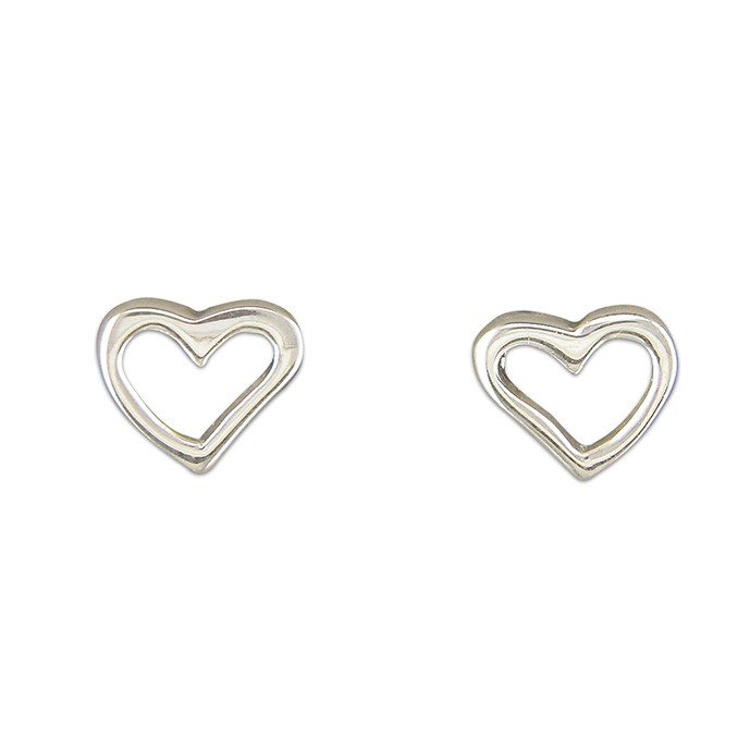 Silver Petite Open Heart Stud 1